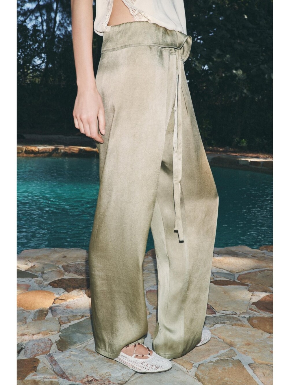 Zara Silky High Waisted Pants